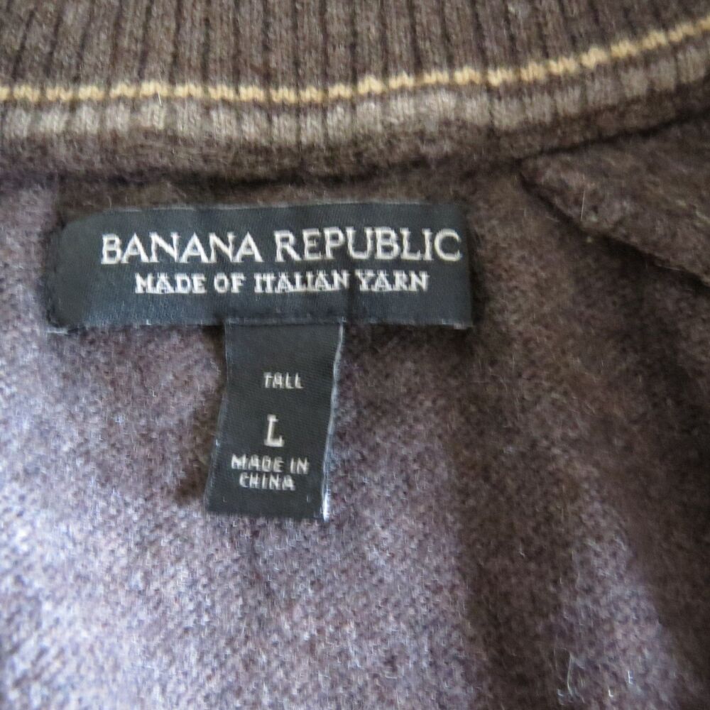 Banana Republic Men's 1/4 Zip Merino Blend Pullover Sweater  Brown Large  EUC - Picture 8 of 11